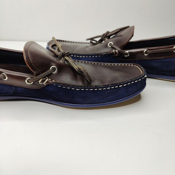 Salvatore Ferragamo Boat Shoes Brown Loafer Blue Suede Mens Size 10 D main image 10